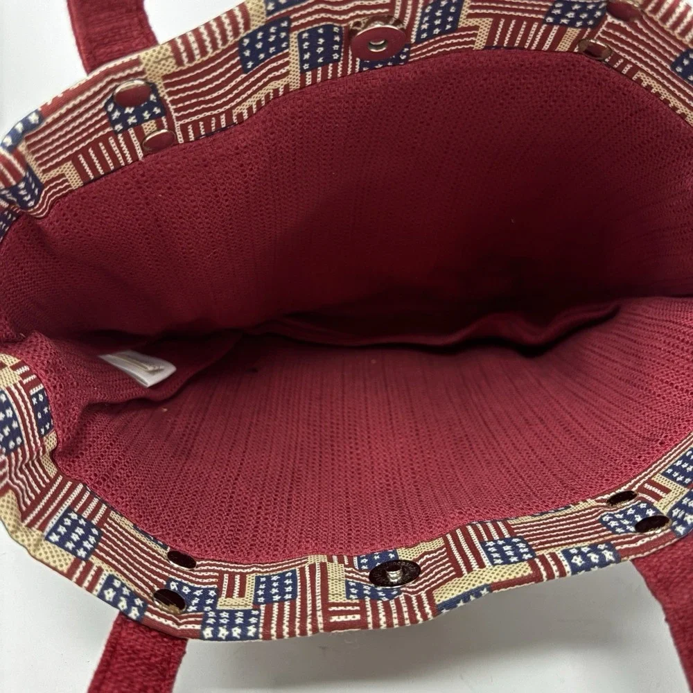 Longaberger American Flag Print Tote Handbag Shoulder Purse Made In The USA
